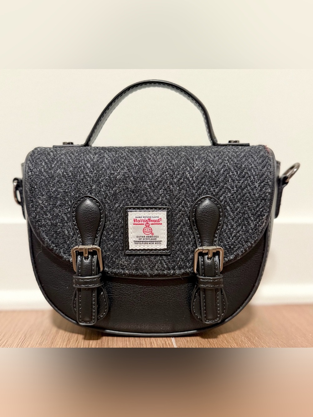 Islander UK Harris Tweed Mini Cobble Satchel - Black Herringbone